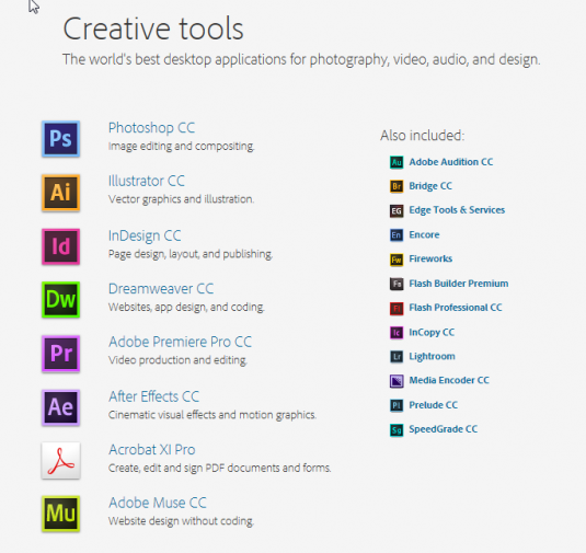 list of adobe products list of adobe products